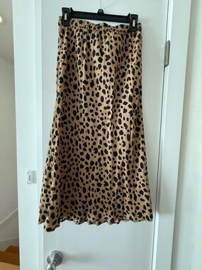 Leopard Print Midi Skirt - Tan and Black